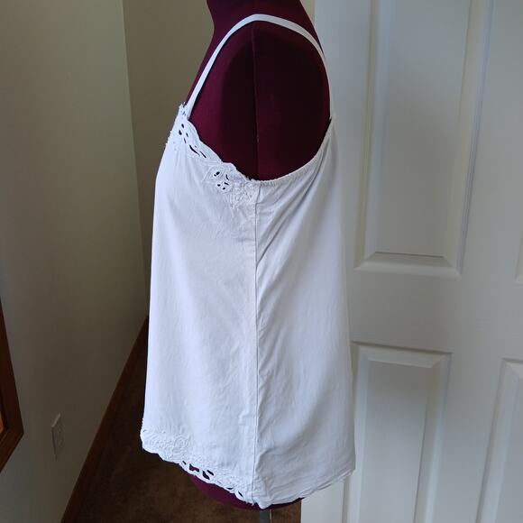 Marcia & Me white lacy camisole blouse XL tank top beaded embroidered cutout - Picture 2 of 13